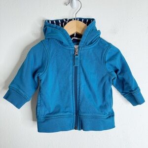 Hanna Anderson French Terry Hooded Full Zip Sweatshirt Turqouise Size 3-6M
